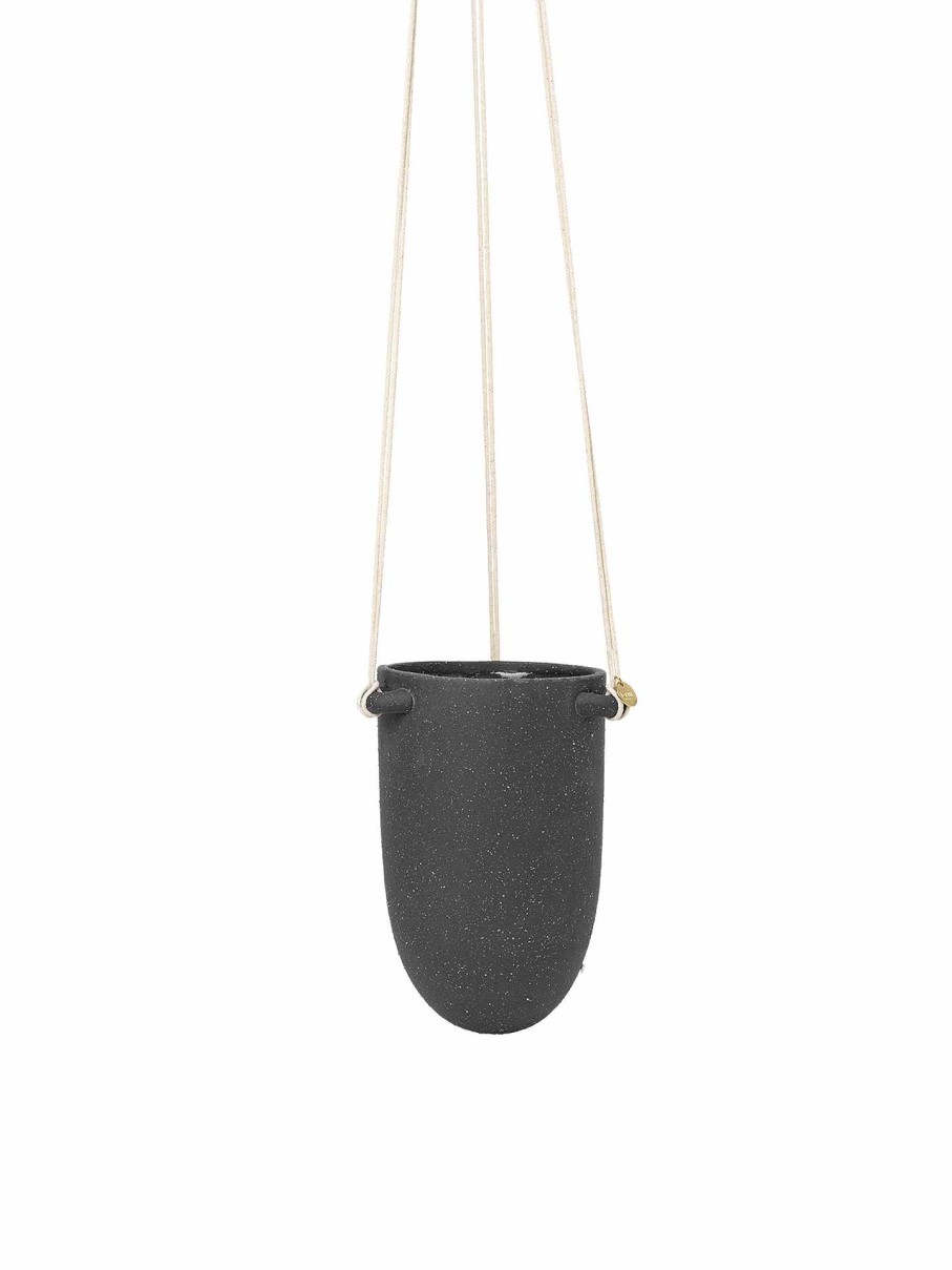 Green Living Ferm Living | Speckle Hanging Pot Small Dark Grey