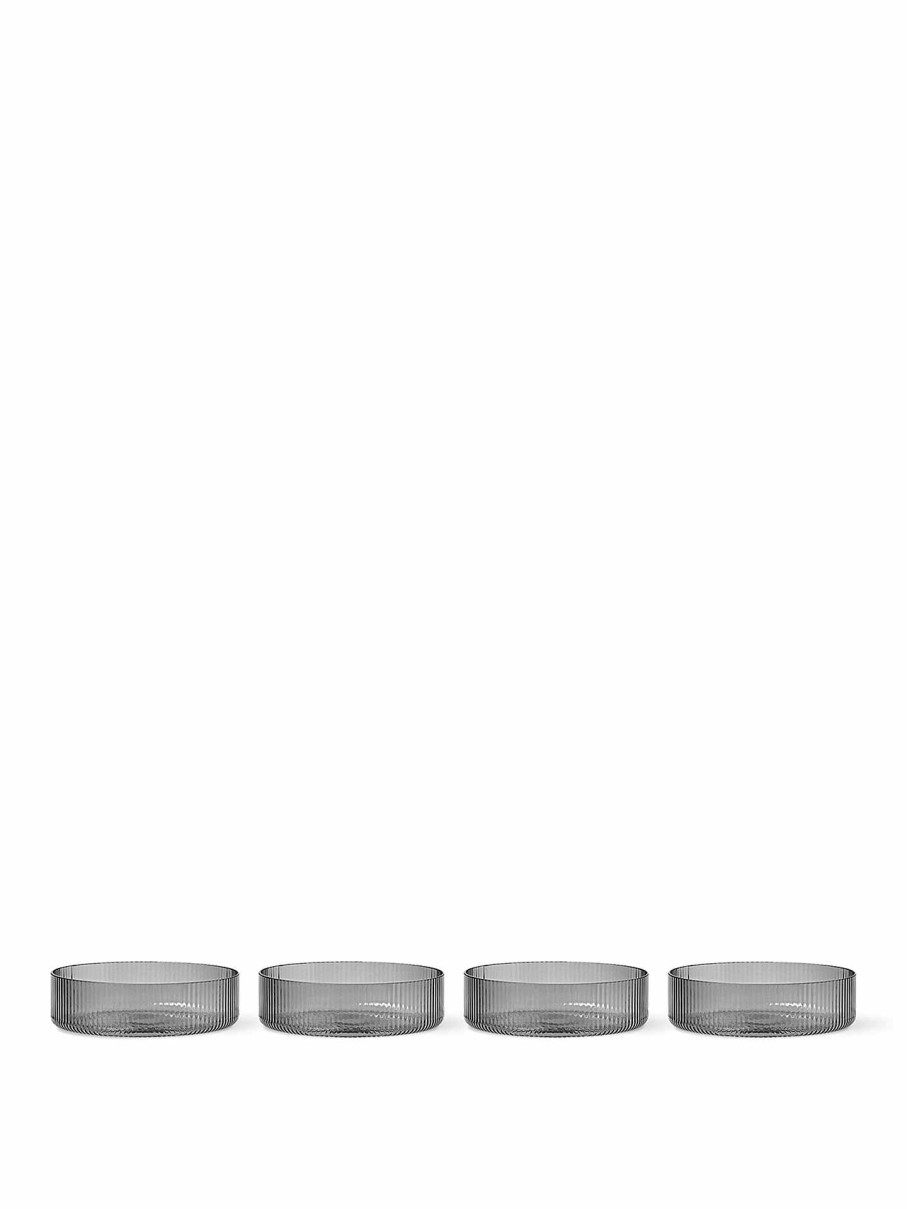 Kitchen Ferm Living | Ripple Serving Bowls - Set Of 4 Smoked Grey