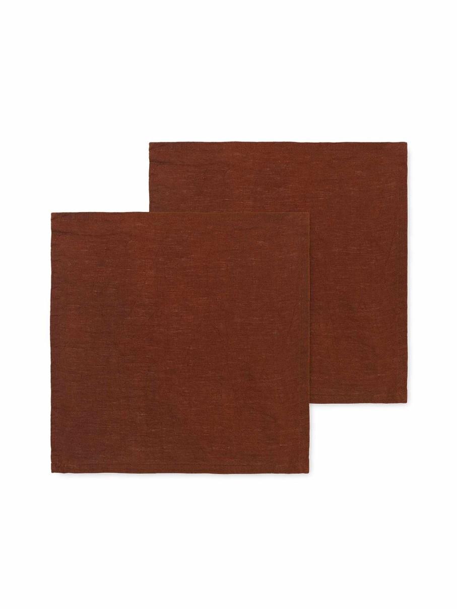 Kitchen Ferm Living | Linen Napkins - Set Of 2 Cinnamon