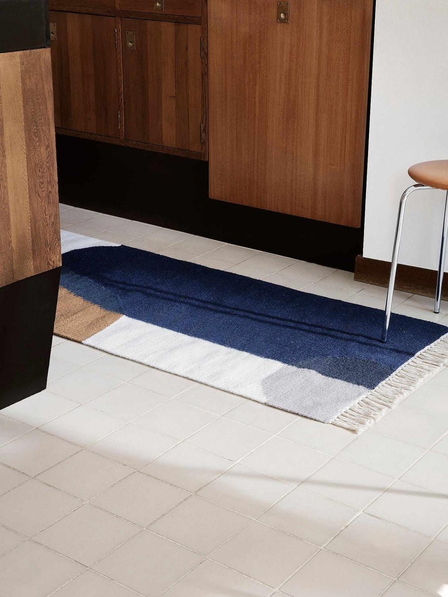 Rugs Ferm Living | Kelim Runner - Merge Dark Blue