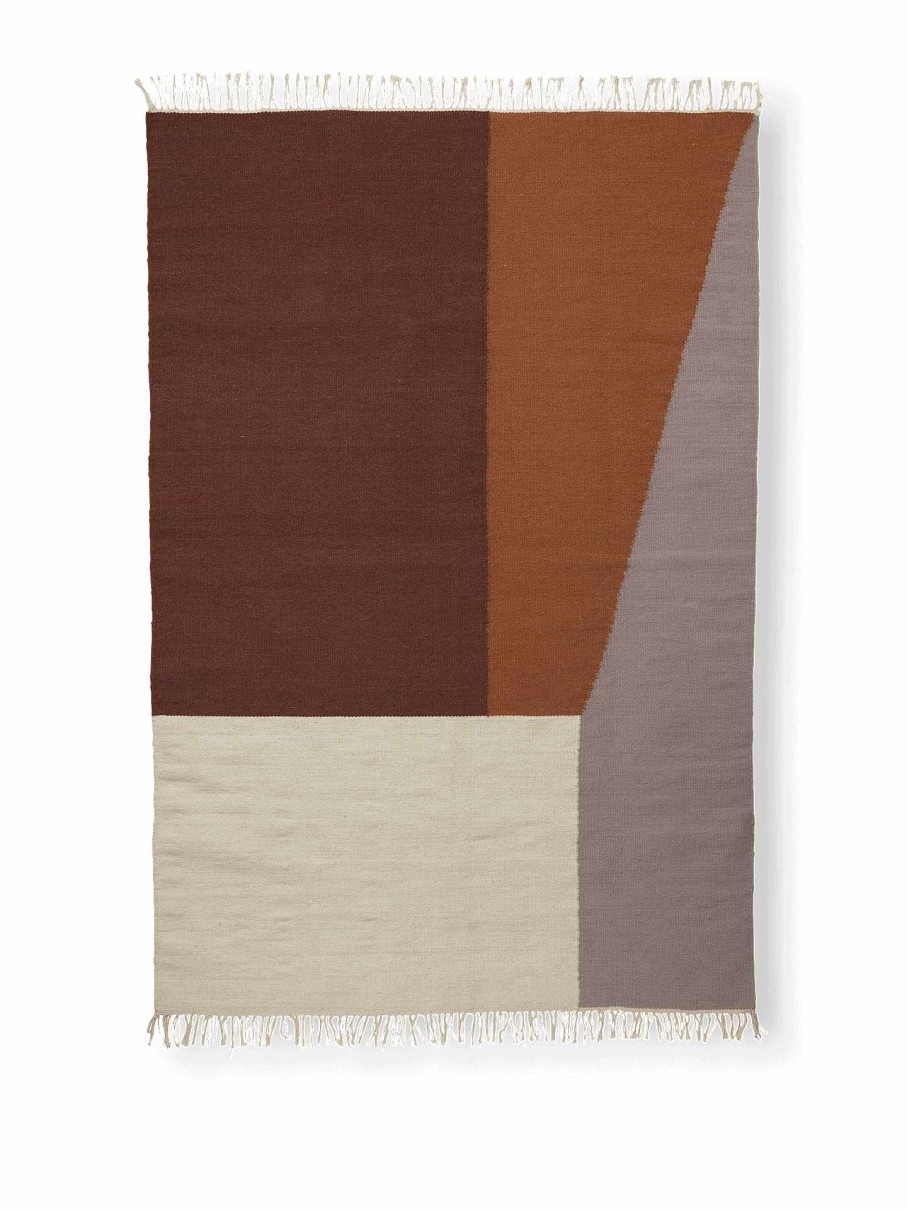 Rugs Ferm Living | Kelim Rug - Borders - 80 X 140 Cm Red Brown