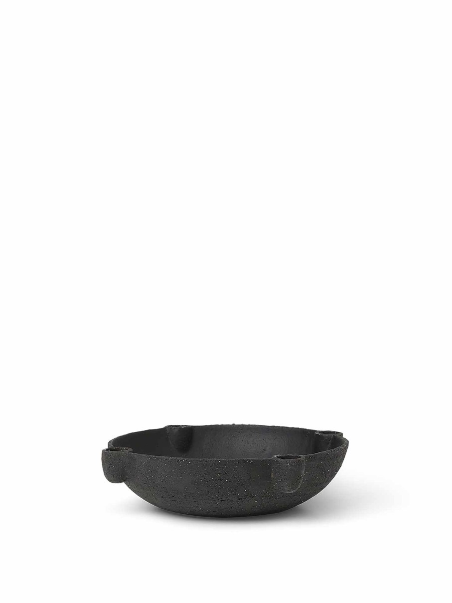 Accessories And Decorations Ferm Living | Bowl Candle Holder - Large - Ceramic Dark Grey