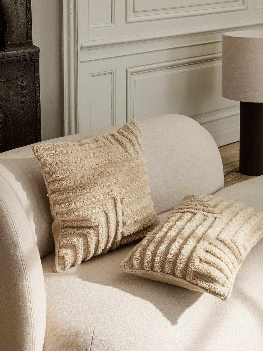 Textiles Ferm Living | Crease Wool Cushion - Light Sand