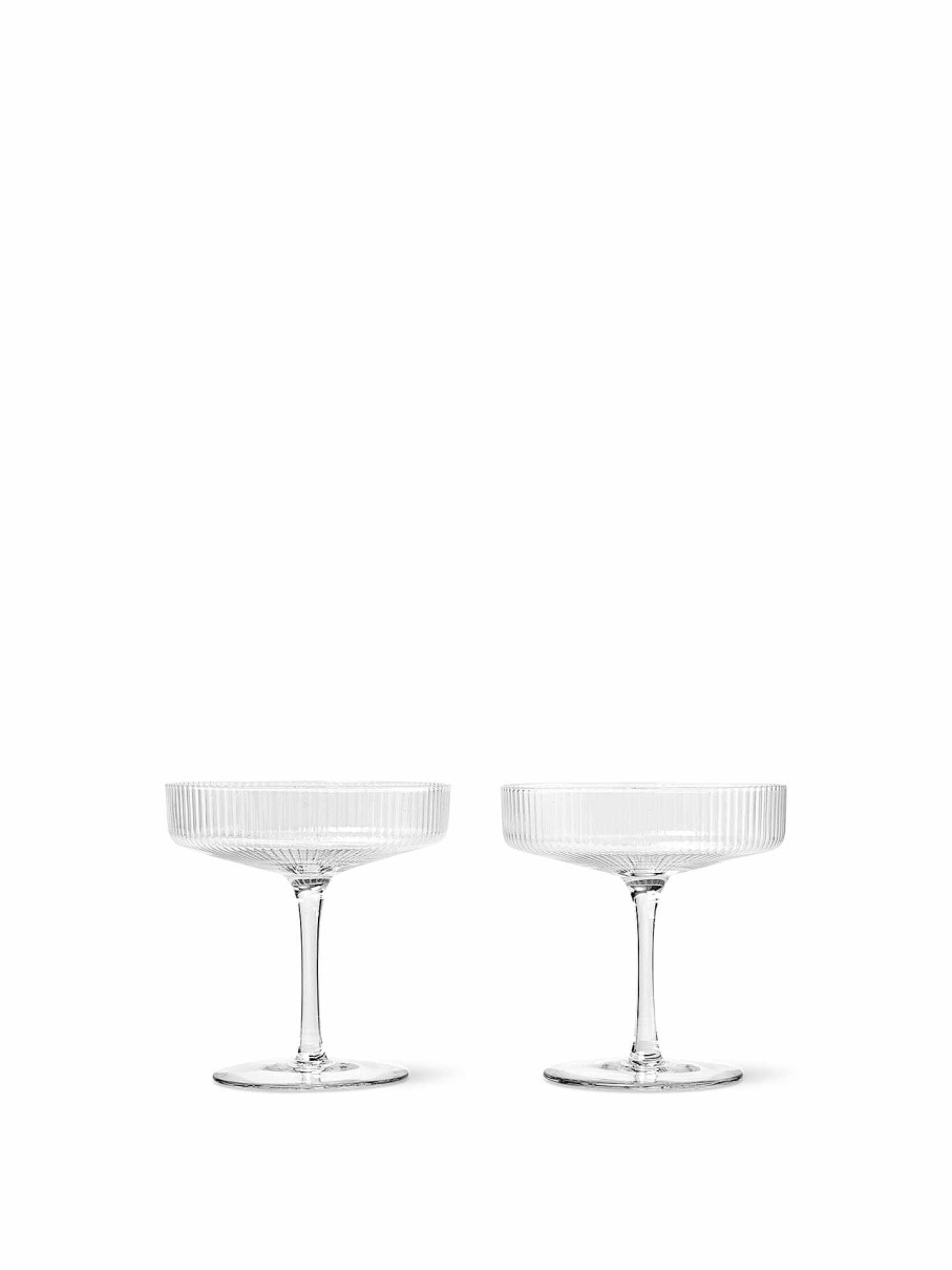 Kitchen Ferm Living | Ripple Champagne Saucers (Set Of 2) Clear