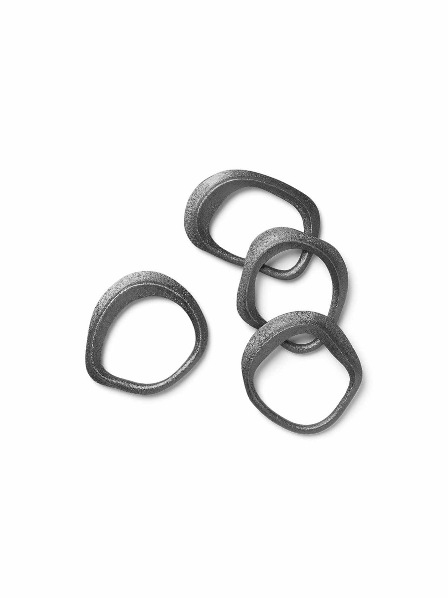 Kitchen Ferm Living | Flow Napkin Rings - Set Of 4 Black Brass