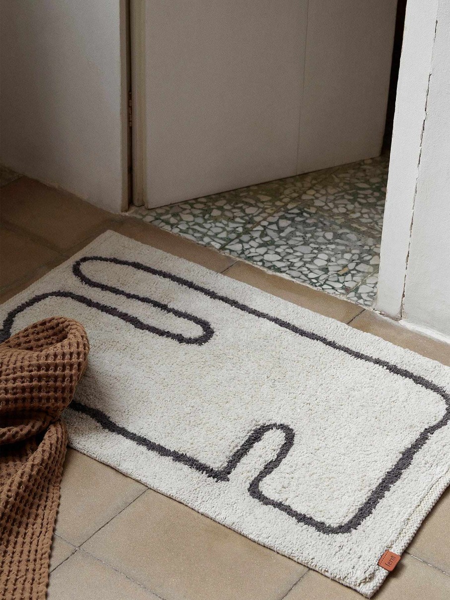 Rugs Ferm Living | Lay Washable Mat - Off-White/Coffee Offwhite