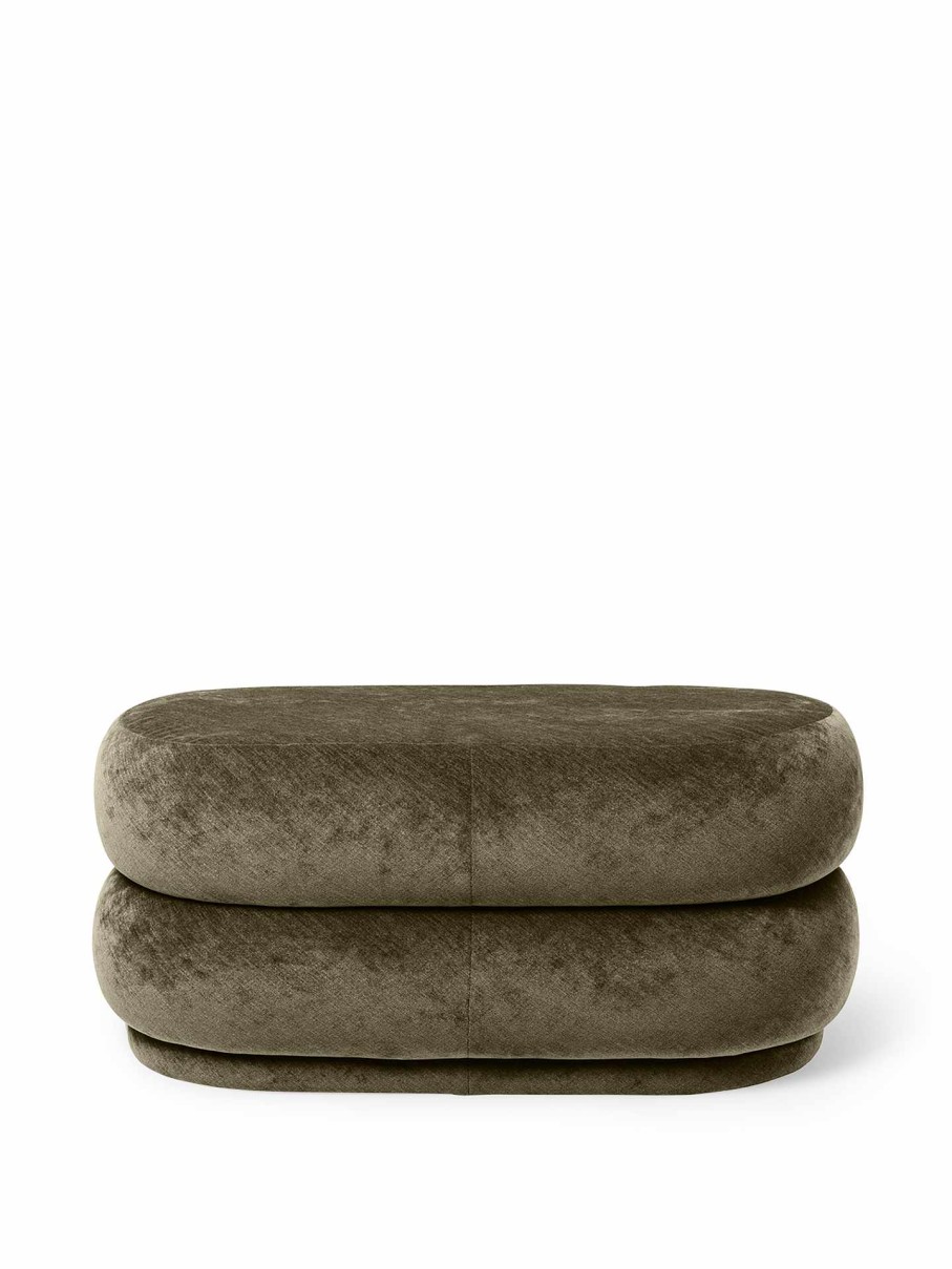 Furniture Ferm Living | Pouf Oval Faded Velvet Medium Forest