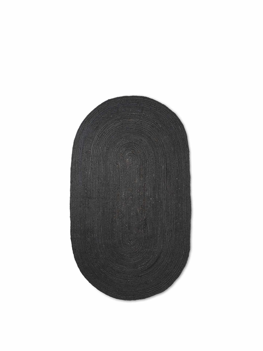 Rugs Ferm Living | Eternal Oval Jute Rug 140 X 240 Cm Black