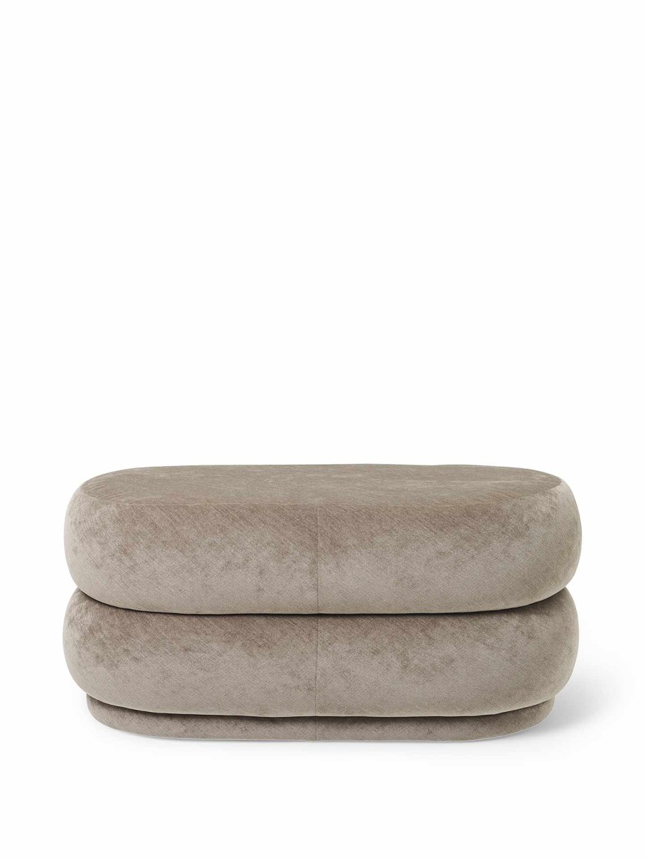 Furniture Ferm Living | Pouf Oval Faded Velvet Medium Beige