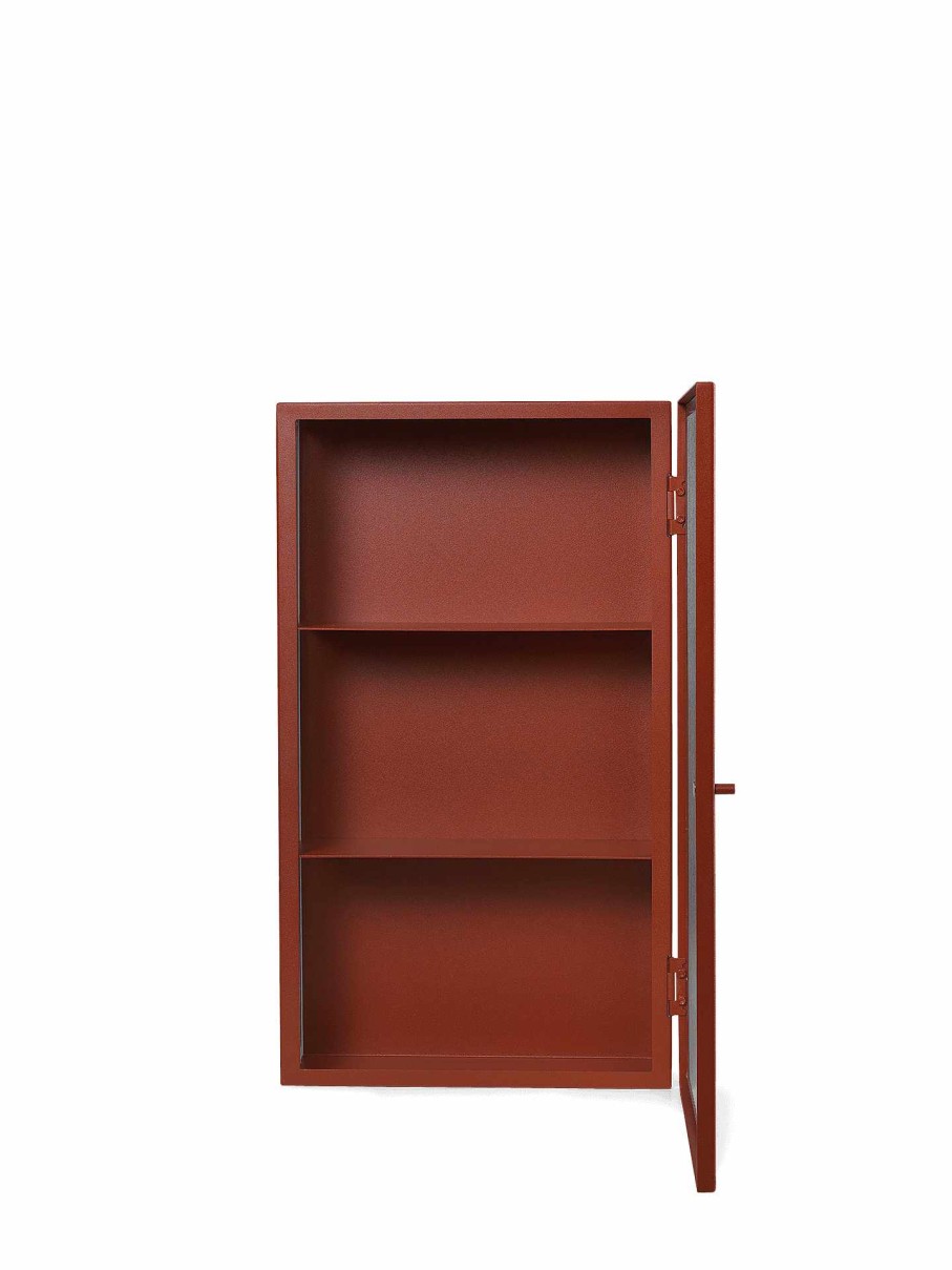 Furniture Ferm Living | Haze Wall Cabinet - Reeded Glass - Oxide Red