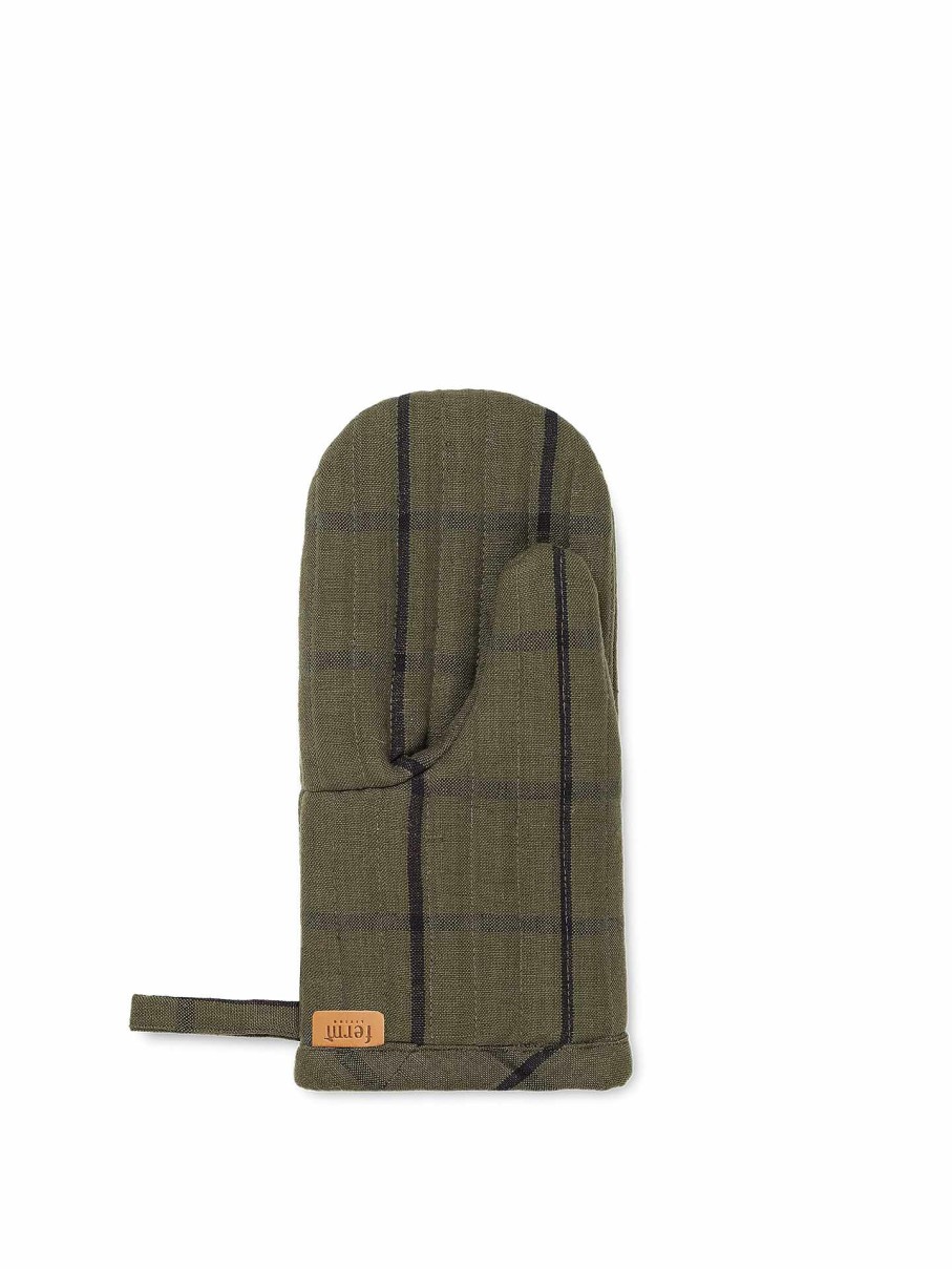 Kitchen Ferm Living | Hale Oven Mitt - Green/Black Dark Green