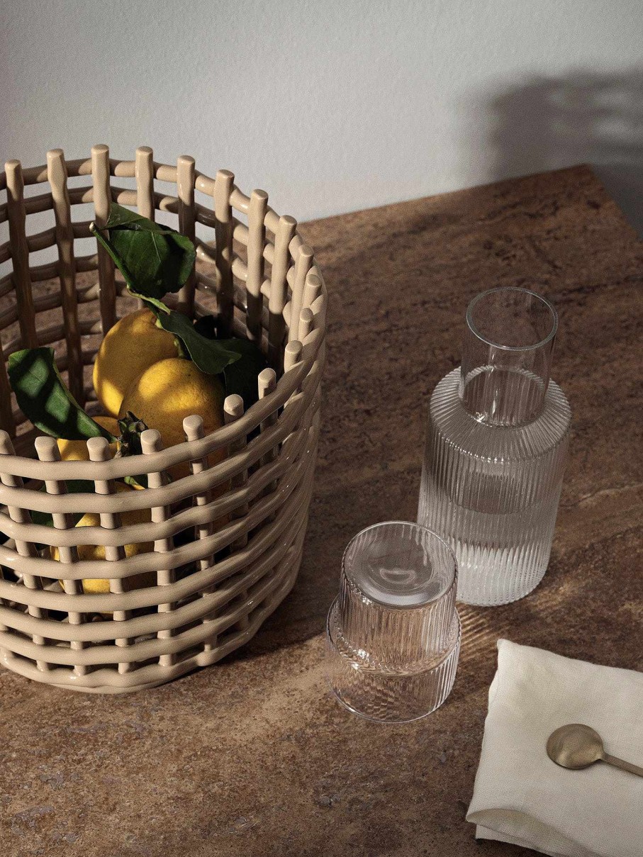 Green Living Ferm Living | Ceramic Basket - Large Cashmere