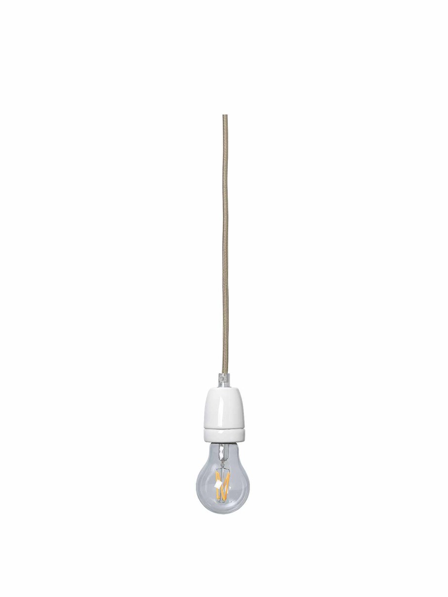 Lighting Ferm Living | Fabric Cord Set Ceramic Socket 4M - Pendant - Dark Cashmere